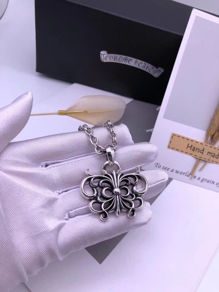CHROME HEARTS 크롬하츠 남녀공용 925실버 나비목걸이 65cm