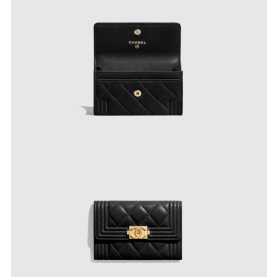 38위 CHANEL 샤넬 보이 플랩 카드지갑 A80603 (램스킨/캐비어) (금장/은장)