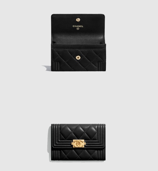 38위 CHANEL 샤넬 보이 플랩 카드지갑 A80603 (램스킨/캐비어) (금장/은장)