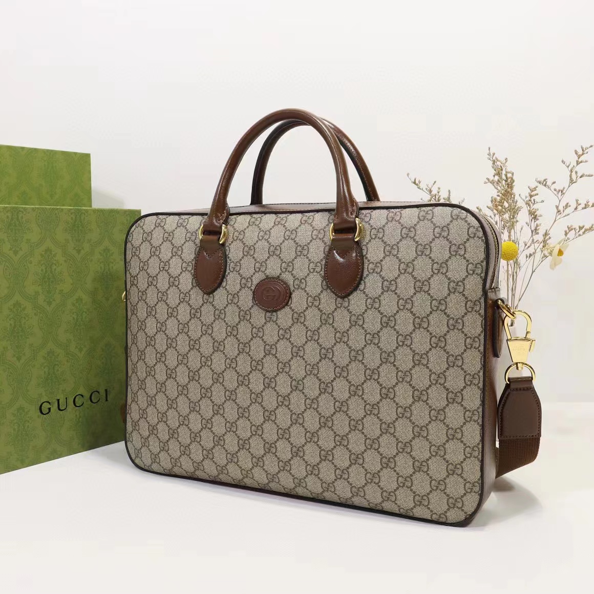 GUCCI 구찌 인터로킹 GG 브리프케이스 서류가방 케이스