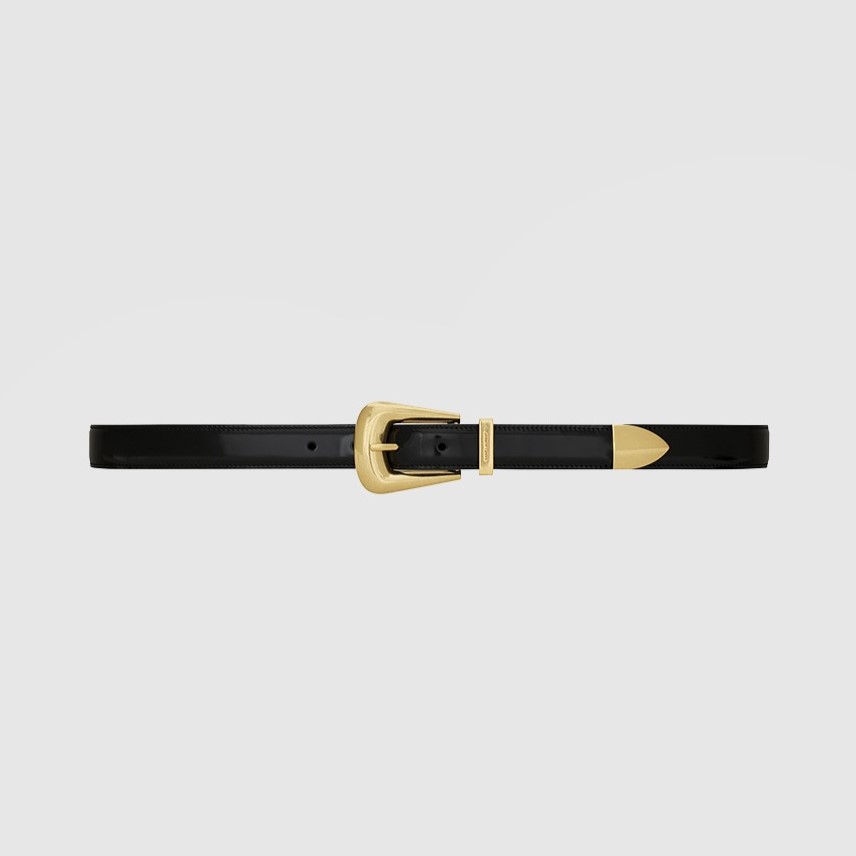 SAINT LAURENT 생로랑 브러쉬드 가죽 FOLK 버클 벨트 756414 (15mm) 4COLOR