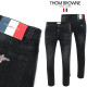 THOM BROWNE 톰브라운 삼색레더패치 스틸 흑청워싱 슬림진 (0716228)