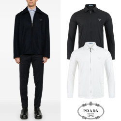 PRADA 프라다 클래식 레더 트라이앵글 바람막이