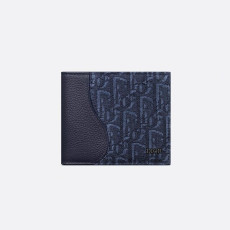 DIOR 디올 Saddle 2단 카드 오블리크 자카드 지갑 2ADBH