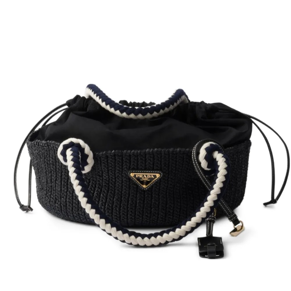 PRADA 프라다 드로스트링 라피아 스몰 토트백 1BA463 2COLOR