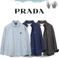 PRADA 프라다 오버핏 데님 셔츠