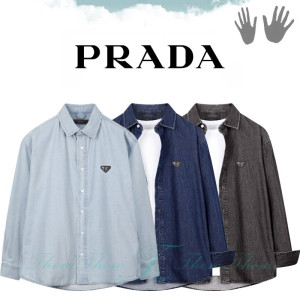PRADA 프라다 오버핏 데님 셔츠