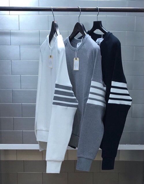 THOM BROWNE 톰브라운 4BAR 와플 맨투맨