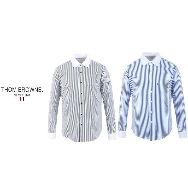 THOM BROWNE 톰브라운 투톤라인 포켓셔츠