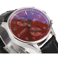 IWC 아이더블유씨 포르투기저 크로노그래프 버건디 다이얼 레더 스트랩 40mm IW371616