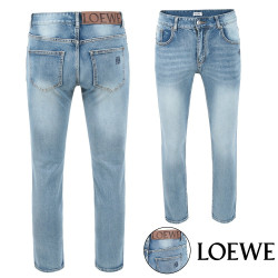 LOEWE 로에베 아나그램 자수 워싱 연청 슬림진 (0706220328)