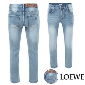 LOEWE 로에베 아나그램 자수 워싱 연청 슬림진 (0706220328)