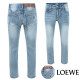 LOEWE 로에베 아나그램 자수 워싱 연청 슬림진 (0706220328)