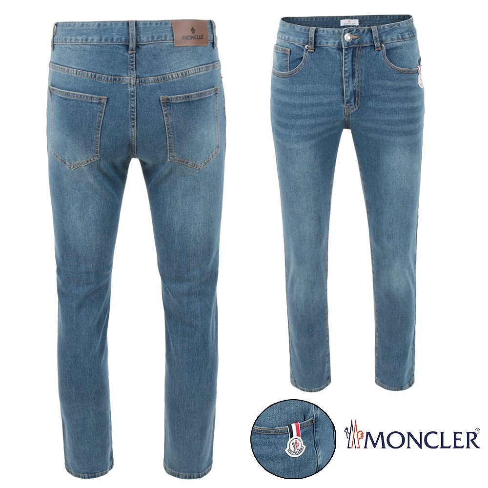 MONCLER 몽클레어 포켓 로고패치 삼선 워싱 슬림진 (0706220628)