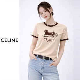CELINE 셀린느 배색 마차 반팔 티셔츠 4COLOR