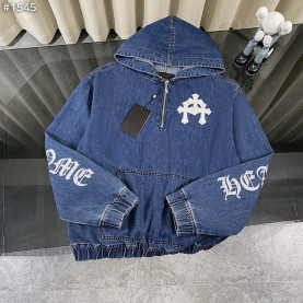 CHROME HEARTS 크롬하츠 트리플화이트 패치 데님 아노락 후드