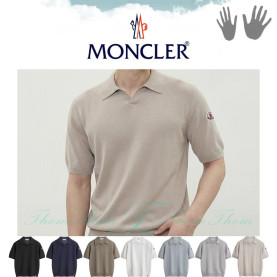 MONCLER 몽클레어 솔리드 카라 반팔 니트