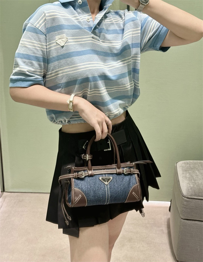 PRADA 프라다 데님 보니 핸드백 1BA486