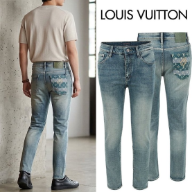 LOUIS VUITTON 루이비통 그린 레더 모노 포켓 슬림 일자진