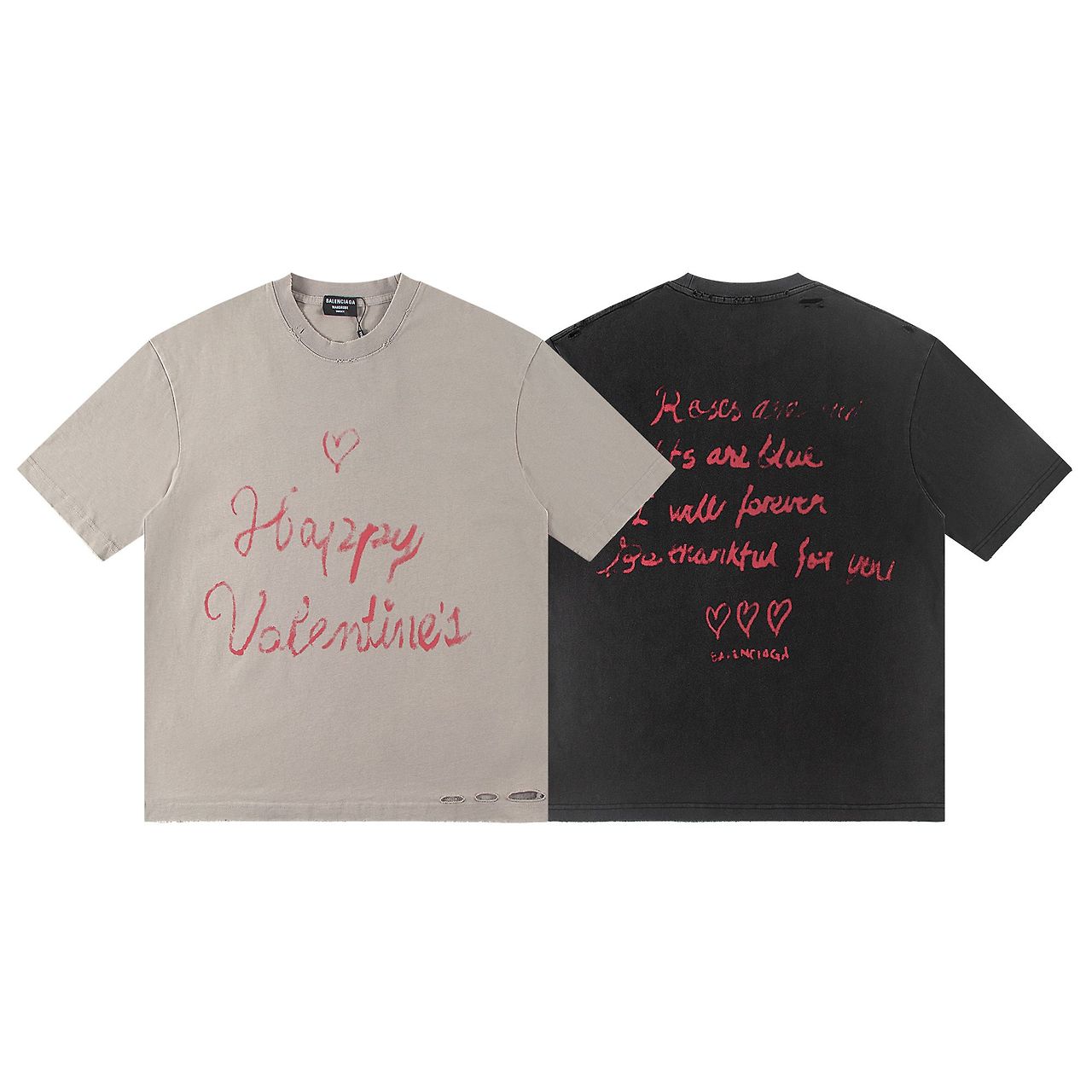 BALENCIAGA 발렌시아가 6438 발렌타인데이 구제 워싱 반팔
