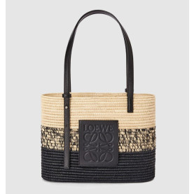 LOEWE 로에베 디그레이드 라피아 카프스킨 스몰 스퀘어 바스켓 백