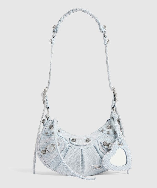 BALENCIAGA 발렌시아가  XS 라인스톤 디테일 데님 숄더백 671309
