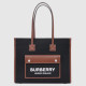 BURBERRY 버버리 투톤 캔버스 레더 스몰 토트 80576001