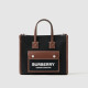 BURBERRY 버버리 투톤 캔버스 레더 미니 토트 80557491