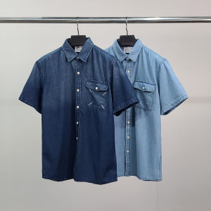 MAISON MARGIELA 메종마르지엘라 포켓자수 반팔 데님 셔츠