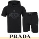 PRADA 프라다 크라운 자수 후드T & 반바지 셋업