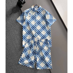 BURBERRY 버버리 블루 체크 반팔 셔츠 & 팬츠 세트
