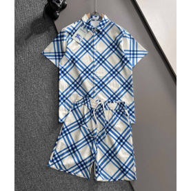 BURBERRY 버버리 블루 체크 반팔 셔츠 & 팬츠 세트