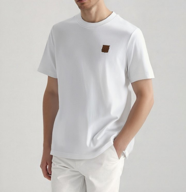 LOROPIANA 로로피아나 레더 자수 로고 반팔티셔츠