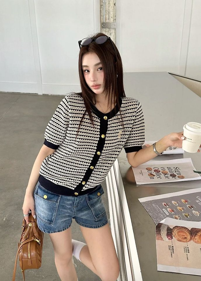 CELINE 셀린느 64252 패치 스트라이프 포인텔 가디건