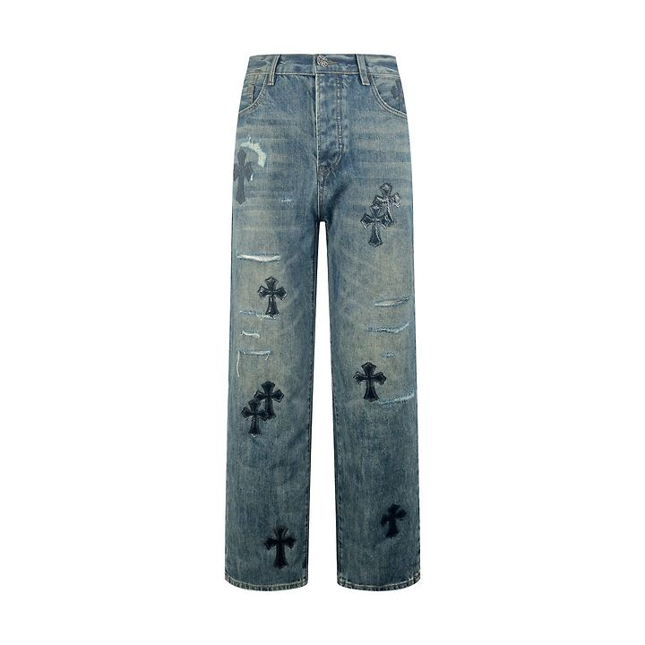CHROME HEARTS 크롬하츠 64268 크로스 패치 데님 팬츠