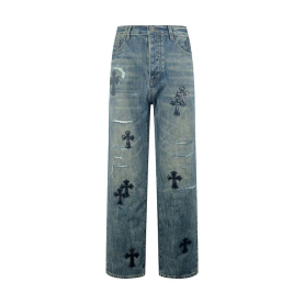 CHROME HEARTS 크롬하츠 64268 크로스 패치 데님 팬츠