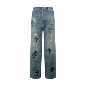 CHROME HEARTS 크롬하츠 64268 크로스 패치 데님 팬츠