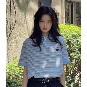 PRADA 프라다 64295 스트라이프 크롭 폴로 반팔