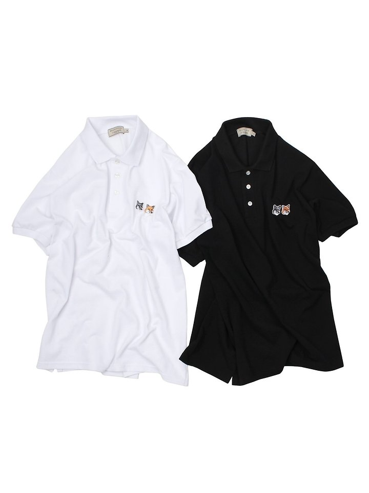 MAISON KITSUNE 메종키츠네 더블 헤드 패치 카라 반팔