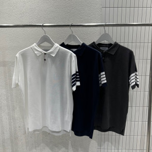 THOM BROWNE 톰브라운 사선완장 카라 니트 반팔
