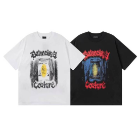 BALENCIAGA 발렌시아가 3331 메탈 로고 쿠튀르 로고 구제 워싱 반팔