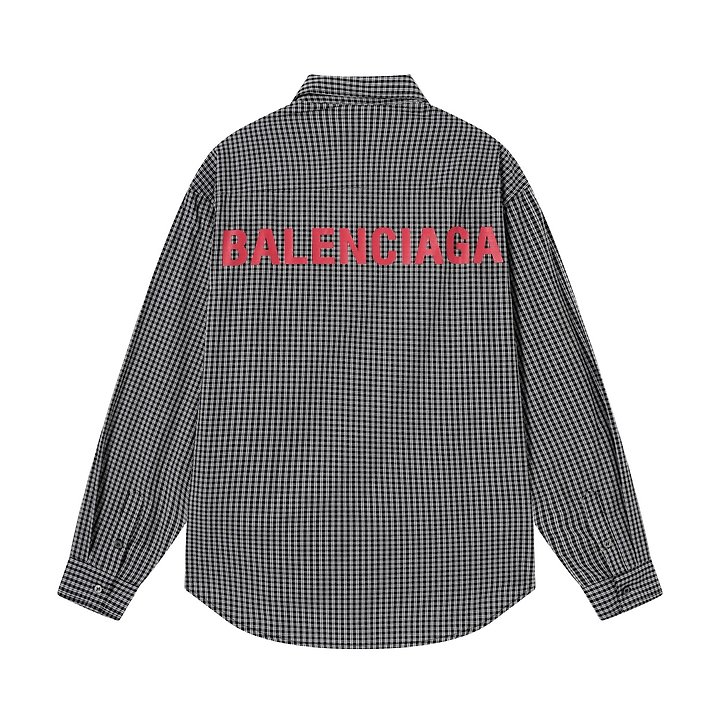 BALENCIAGA 발렌시아가 8014 로고 깅엄 체크 셔츠