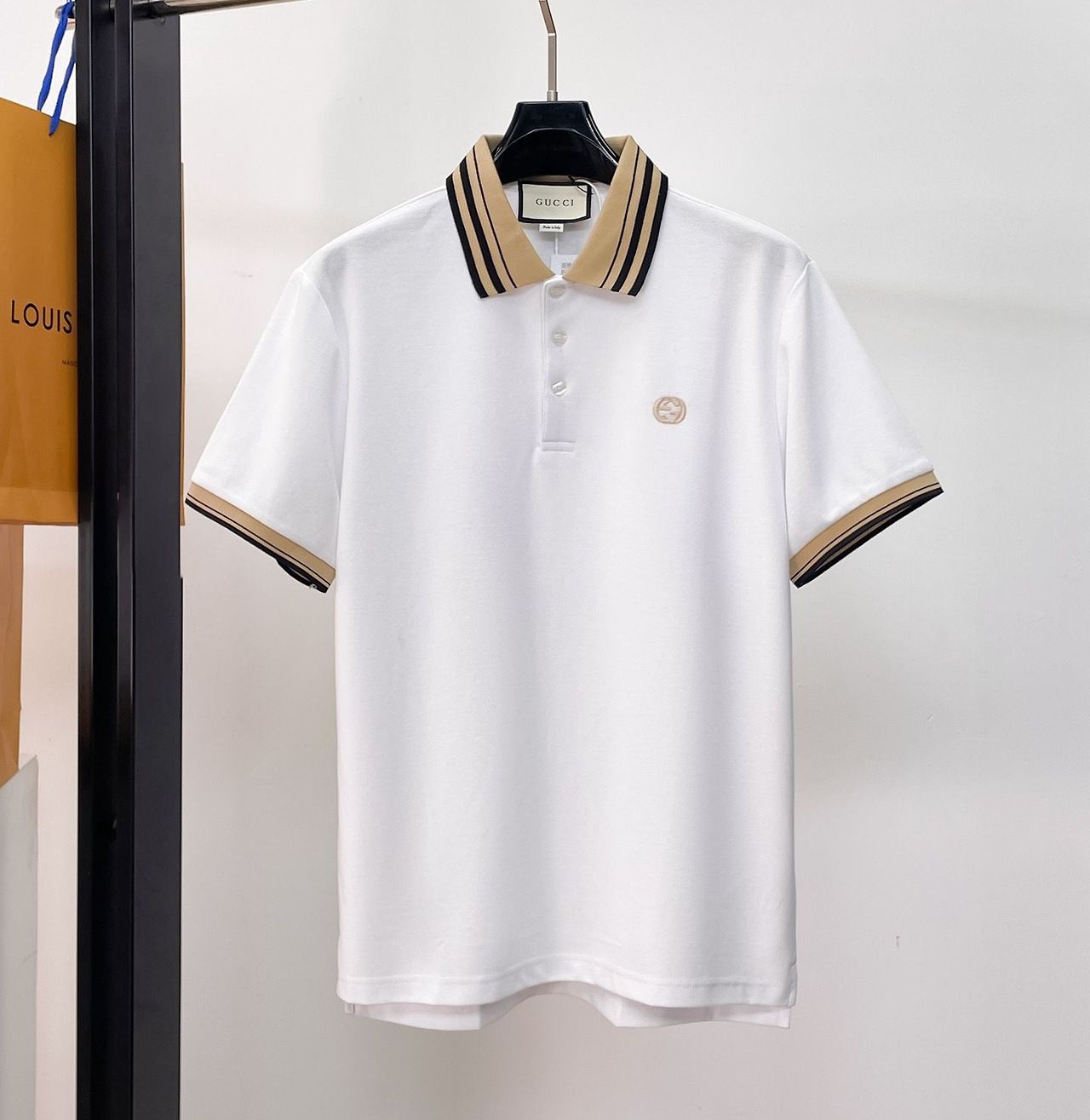 GUCCI 구찌 650827 인터로킹 G 자수 로고 배색 폴로 반팔