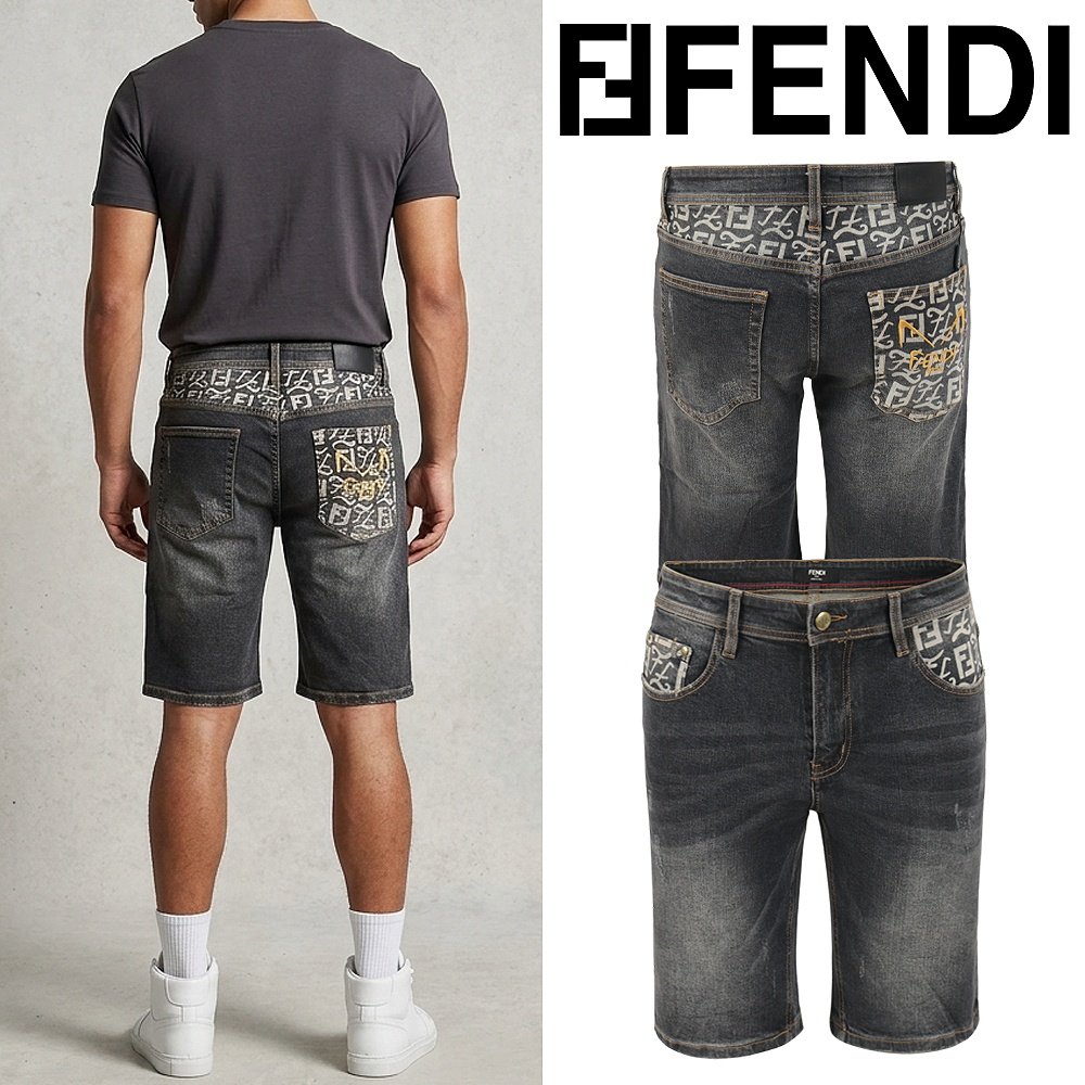 FENDI 펜디 FF 멀티 로고 흑청 하프진