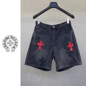 CHROME HEARTS 크롬하츠 레드블랙 크로스 데님 반바지