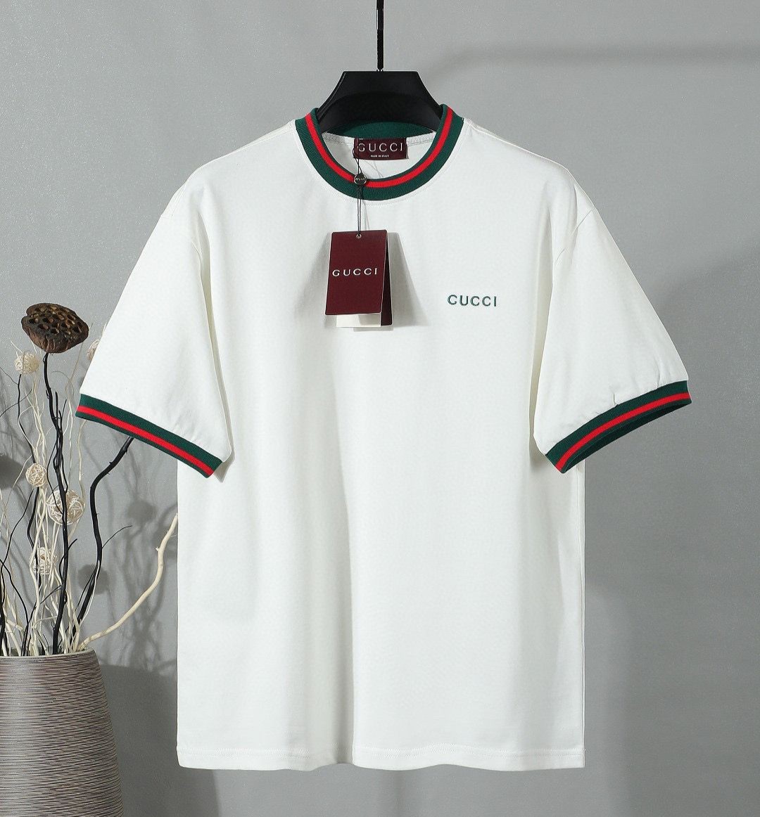 GUCCI 구찌 650901 웹 트리밍 자수 로고 반팔 2COLOR