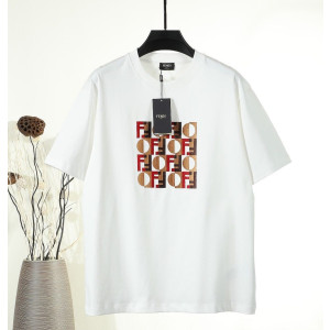 FENDI 펜디 650898 FF 모노그램 그래픽 자수 로고 반팔 2COLOR