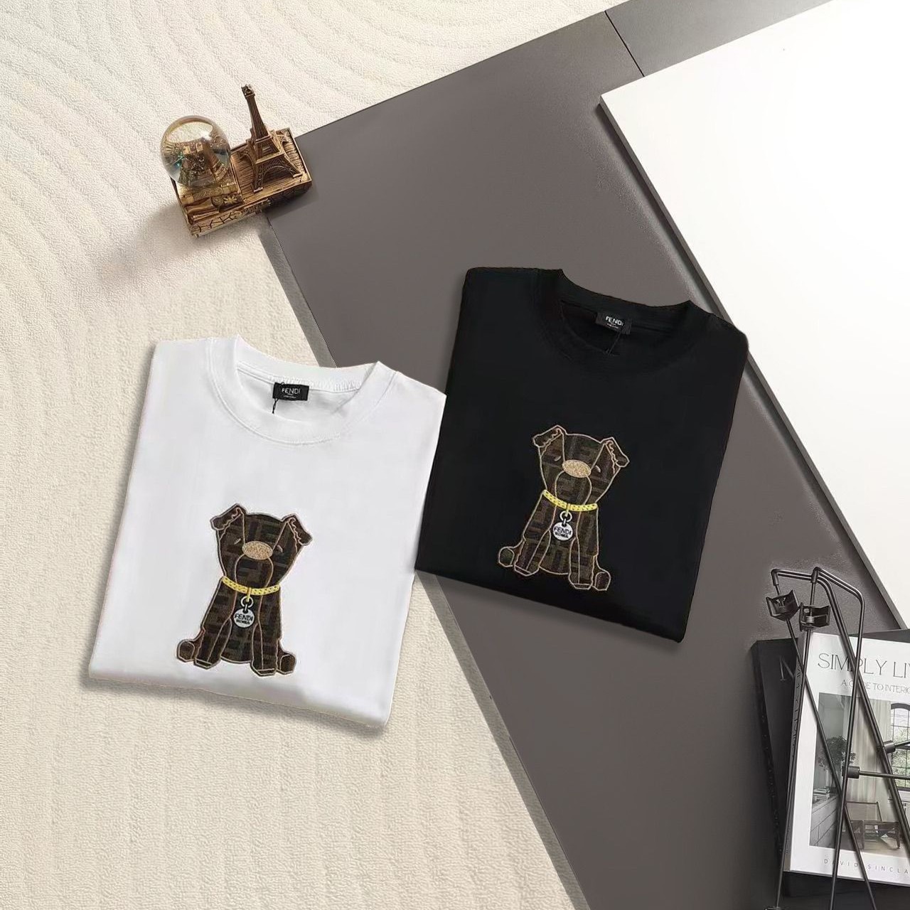 FENDI 펜디 650941 도그 자수 로고 반팔