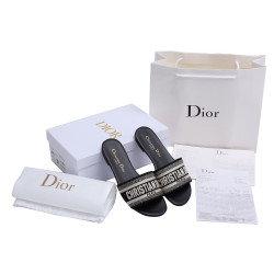 DIOR 디올 자수 코튼 뮬 슬리퍼