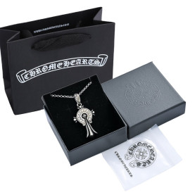 CHROME HEARTS 크롬하츠 스크롤 라벨 크로스 목걸이